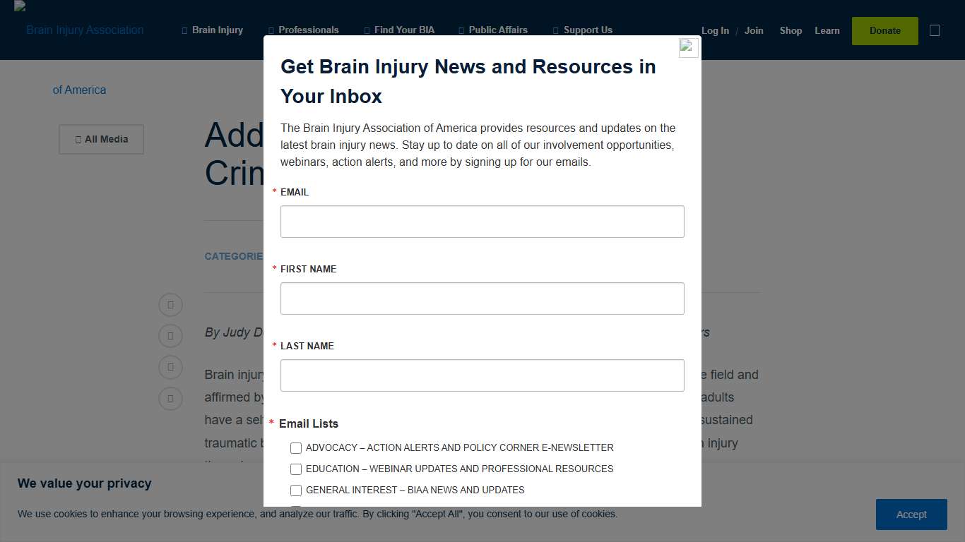 Addressing Brain Injury in the Criminal Legal System - Brain Injury Association of America